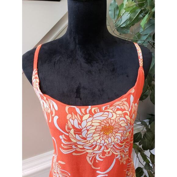 CAbi Women's Orange Floral 100% Rayon Scoop Neck Sleeveless Camisole Top Tank L - Picture 5 of 11